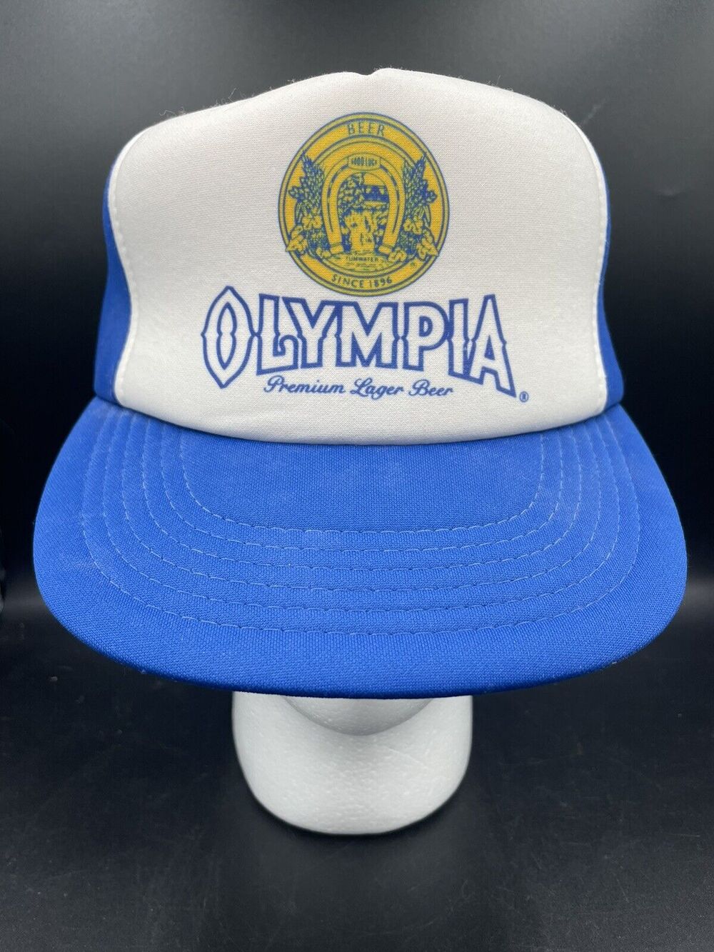 Vtg OLYMPIA Beer Hat 80’s Premium Lager SnapBack Trucker Cap Foam Cap